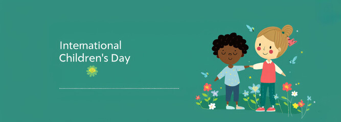 Fototapeta premium A boy and a girl holding hands. The concept of International Children's Day. 