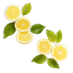 Lemons top view on a transparent background, citrus visuals