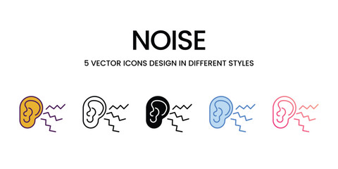 Noise icons set in different style vector stock illustration
