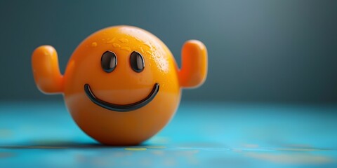Bright Orange Smiley Face Emoji Icon with Cheerful Expression Conveying Positive Mood and Optimistic Attitude
