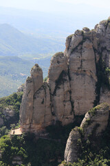 Fototapeta na wymiar Rocks around Montserrat monastery, near Barcelona, Catalonia, Spain