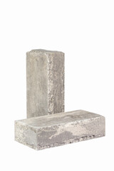 Construction Ideas. Artificially Aged Old Pair of White Bricks for Build Construction Isolated on White. - 770485015