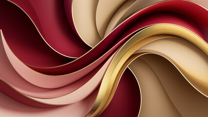 An image showcasing elegant abstract waves varying in shades of pink and gold.