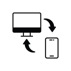 black solid Data Transfer vector icon