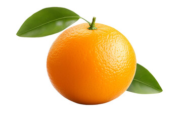 Fresh Orange With Green Leaves on White Background. On a White or Clear Surface PNG Transparent Background.