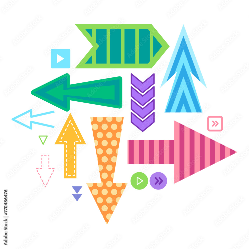 Aufkleber colorful arrow right left up and down pointer direction orientation or button click
