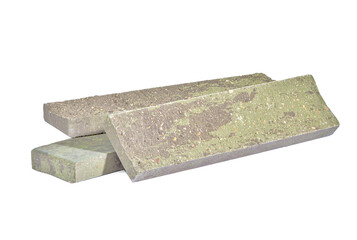 Building Materials Ideas. Light Green Elongated Pavement Road Stone Sample Tiles Isolated