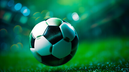Fototapeta premium soccer ball on green grass
