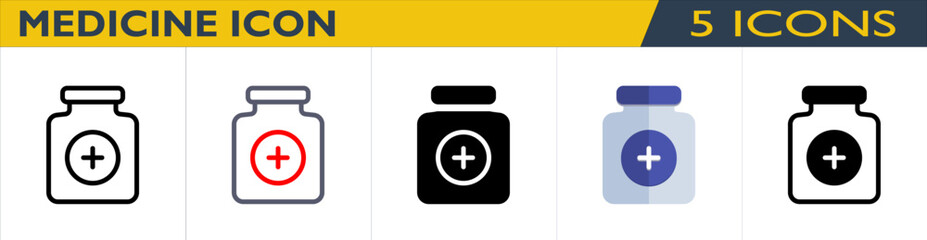 Icon Set Medicine with 5 style for download (Ecommerce Pack)