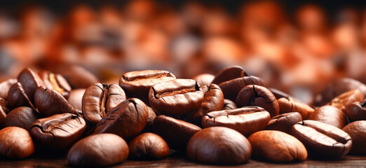 Abstract background - coffee grains - Flying coffee beans background, Generative Ai - obrazy, fototapety, plakaty