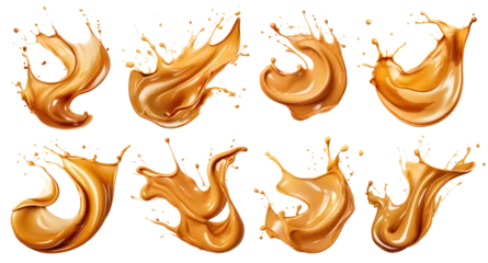 Poster Set of delicious caramel splashes, cut out © Yeti Studio