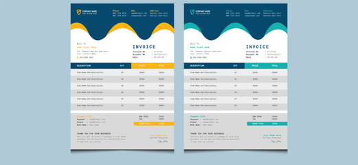 Unique clean simple creative modern minimal company corporate professional abstract money payment bill form price business invoice design template. 