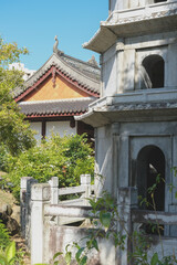 Fukushūen traditional Chinese garden in the Kume area of Naha, Okinawa Japan with pagodas and...