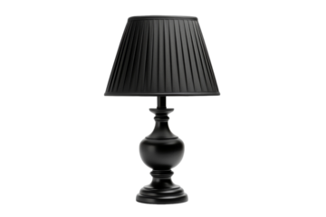 Black Lamp on White Background. On a White or Clear Surface PNG Transparent Background.