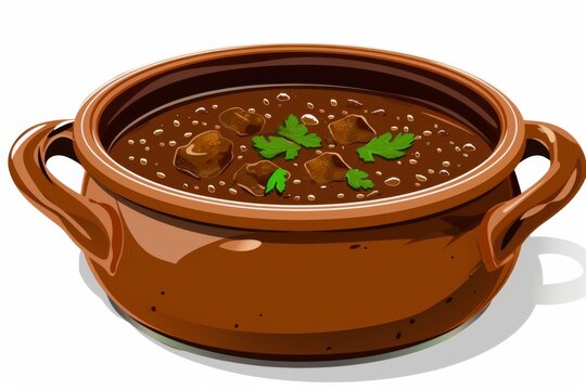 An illustration of traditional Mexican mole sauce bubbling in a clay pot on a stovetop. The rich colors and cultural elements capture the essence of Mexican cuisine.