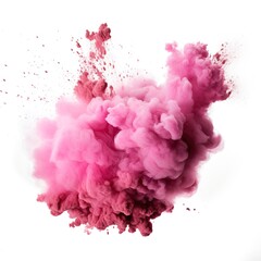 Powder explosion isolated on white background. Colored dust erupts