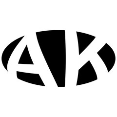 Oval logo double letter A K two letters ak ka