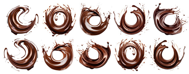 Naklejka premium Set of chocolate splashes, cut out