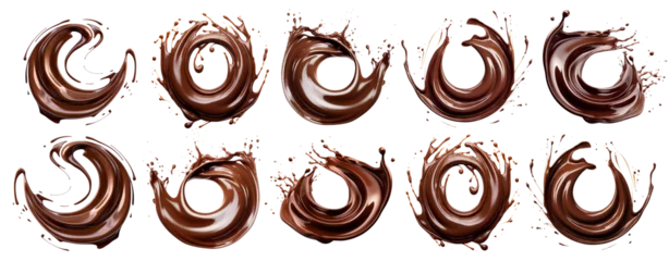 Fototapeten Set of chocolate splashes, cut out © Yeti Studio
