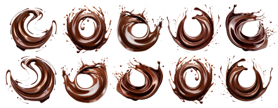 Set of chocolate splashes, cut out
