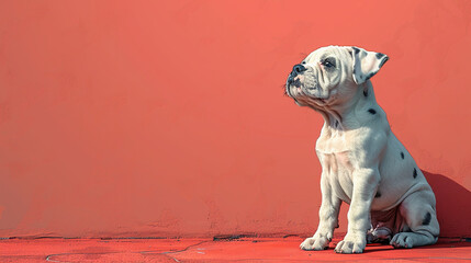 Dog, blank space, simple, cartoon illustration, clean Light pastel color. AI generative
