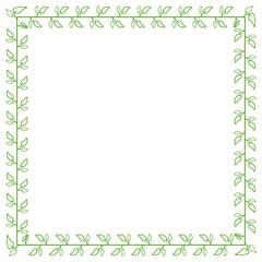 Green leaf branch frame border illustration vector