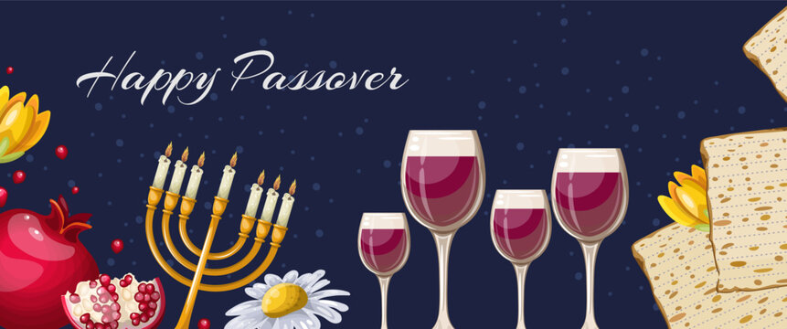 Happy Passover banner menorah