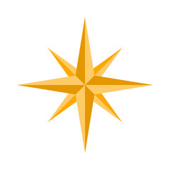 Vintage yellow sparkle light star icon flat vector design