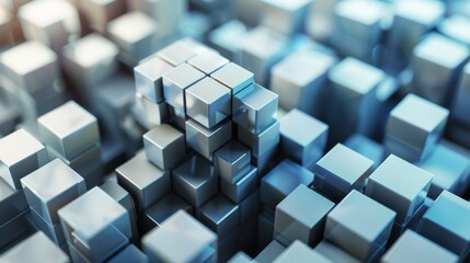Business teamwork concept - cube assembling from blocks. 3d rendering