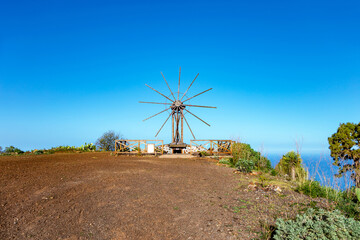 Windmill, Las Tricias, Garafía, Island La Palma, Canary Islands, Spain, Europe.