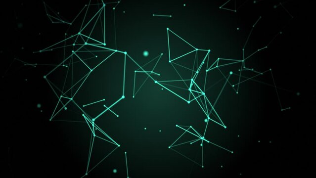 Abstract futuristic background with plexus of lines, dots and triangles, digital technology, big data, high-speed connection visualization. abstract background science fiction theme