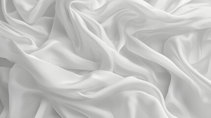 Obraz premium Soft white satin with elegant waves, creating a serene and luxurious backdrop.