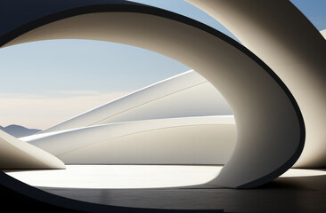 Architecture details Cement curve shape Modern building Futuristic Space Abstract background.