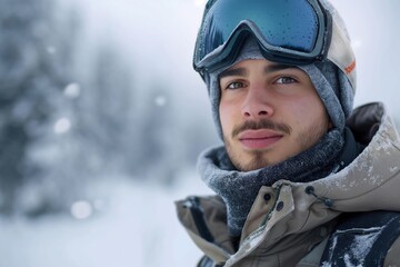 Frosty Gaze - Young Snowboarder in a Winter Wonderland