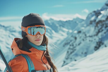 Fototapeta na wymiar Mountain Reflection in Skier's Goggles