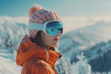 Stylish Skier in Winter Wonderland
