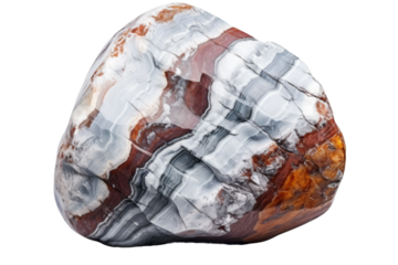 Rock With White and Red Pattern. On a White or Clear Surface PNG Transparent Background.