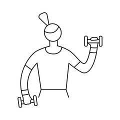 girl exercising with barbell (outline)