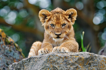 A hilarious close-up of a grumpy lion cub with a permanent frown