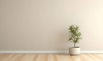 Fototapeta na wymiar interior with plant in vase, 3d illustration mockup