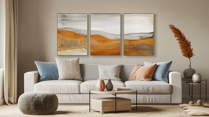 for wall art, drawing inspiration from modern farmhouse design by blending abstract elements and rustic landscapes to achieve a visually appealing and distinctive look - obrazy, fototapety, plakaty