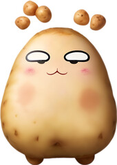Cute Cartoon potato icon, Kawaii potato clipart.