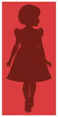 the silhouette of a little girl in a dress vector illustration
