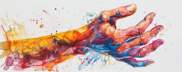 Colorful watercolor hand painting