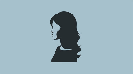 Woman icon flat. Simple vector black pictogram on blu