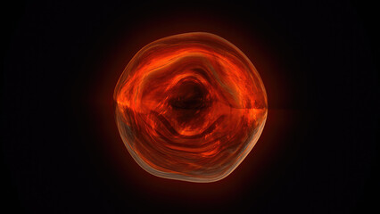 Orange energy plasma futuristic magic round ball sphere. Abstract background