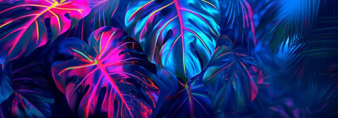 Foto op Canvas Vibrant neon colored tropical leaves © cac_tus