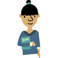 Doodle Vector ArtEPS file 3000*3000 300dpi.  An illustration or depiction of a woman holding a document or paper. 
