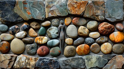 Assortment of colorful polished stones - obrazy, fototapety, plakaty
