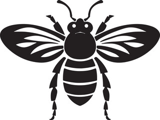 Bee Silhouette Vector Illustration White Background